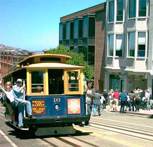 San Francisco, Kalifornia, Amerikai Egyesült Államok, utazás a kábelvasút kocsiján
