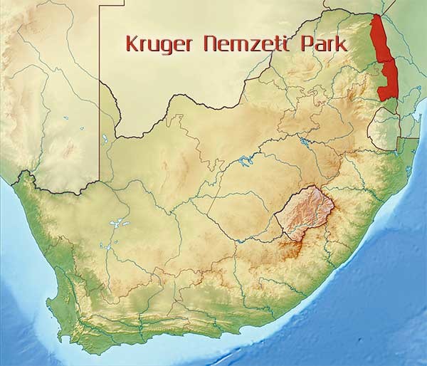 Kruger Nemzeti Park, Dél-Afrika, elhelyezkedés